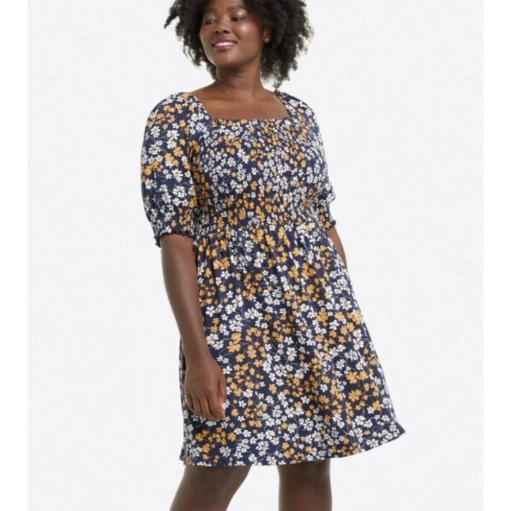 Draper James Dress Women's 3X Smocked Off Shoulder Floral Boho Stretch Preppy